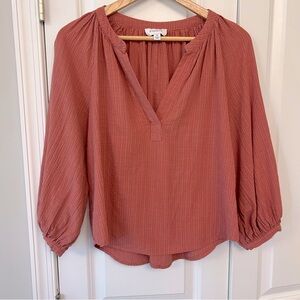 Evereve Coral Gauze Blouse - Medium